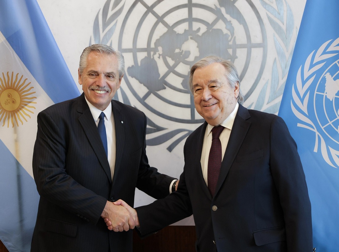 Alberto Fernández en su visita a la sede de la ONU en Nueva York.